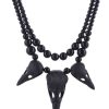 Jewellery Restyle | Black Necklace With Crow Skulls, Gothic Pendant, Bird Skull "Raven Talisman"