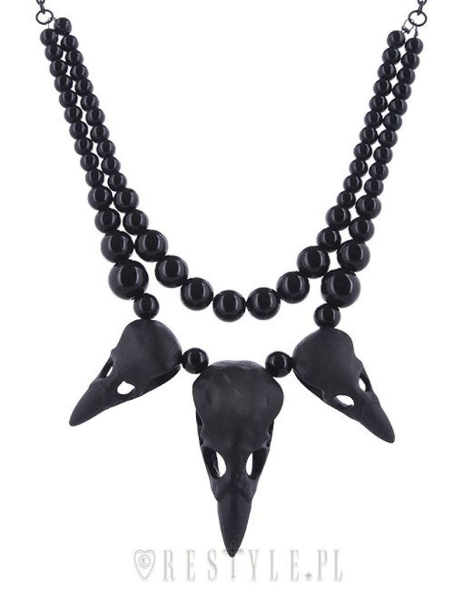 Jewellery Restyle | Black Necklace With Crow Skulls, Gothic Pendant, Bird Skull "Raven Talisman"