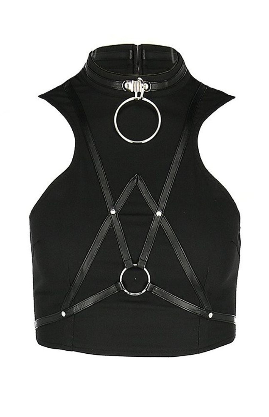 Clothes Restyle | Short Gothic "Villain Top" Harness Blouse