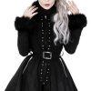 Clothes Restyle | Pleated Coat With A Belt And Faux Fur Collar And Cuffs