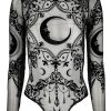 Clothes Restyle | Black Gothic Crescent Mesh Bodysuit