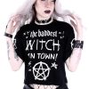 Clothes Restyle | Crop Top Gothic Blouse "The Baddest Witch In Town"