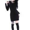 Clothes Restyle | Black Gothic Dress With Lacing And Hood "Armor Dress"