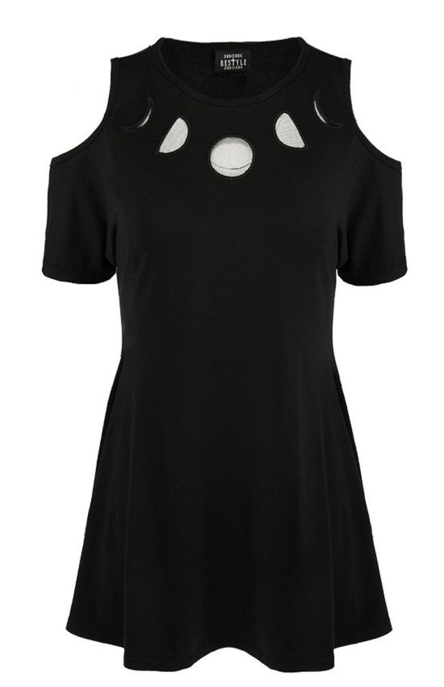 Clothes Restyle | Moon Phases Tunic With Cold Shoulder, Mesh Moon Dress