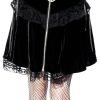 Clothes Restyle | Lace Up Velvet Mini Skirt With Pentagram