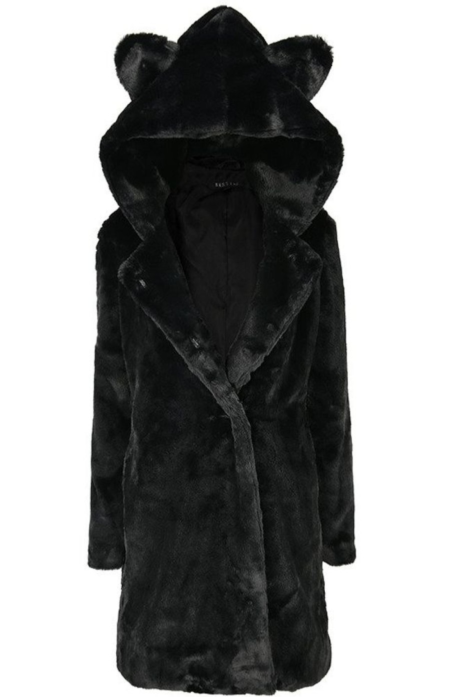 Clothes Restyle | Black Warm Winter Cat Faux Fur Coat