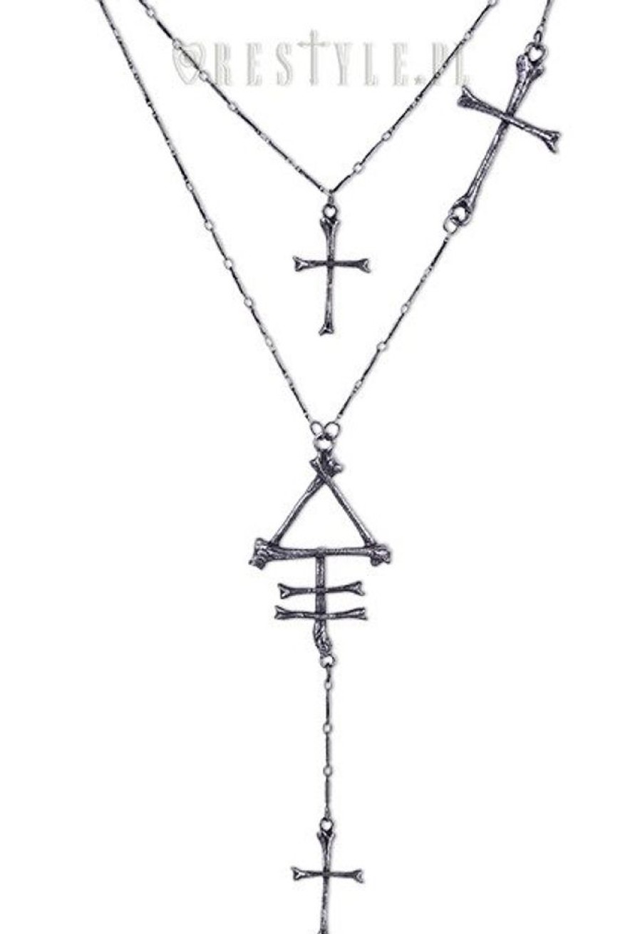 Jewellery Restyle | Gothic Long Chain, Cross, Bones "Phosphorus Bone Necklace"