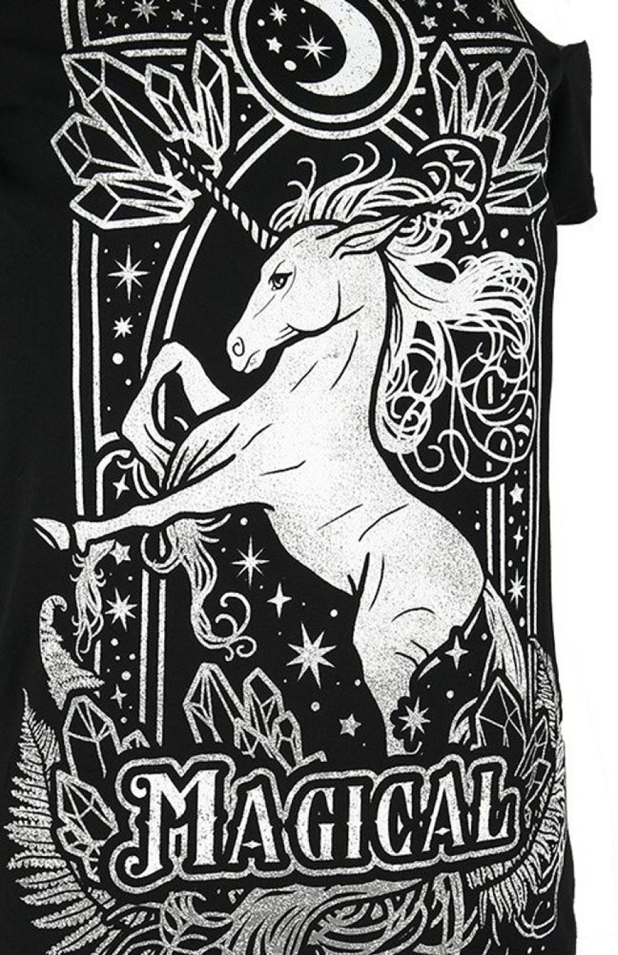 Clothes Restyle | Cold Shoulder T-Shirt Magical Unicorn Gray