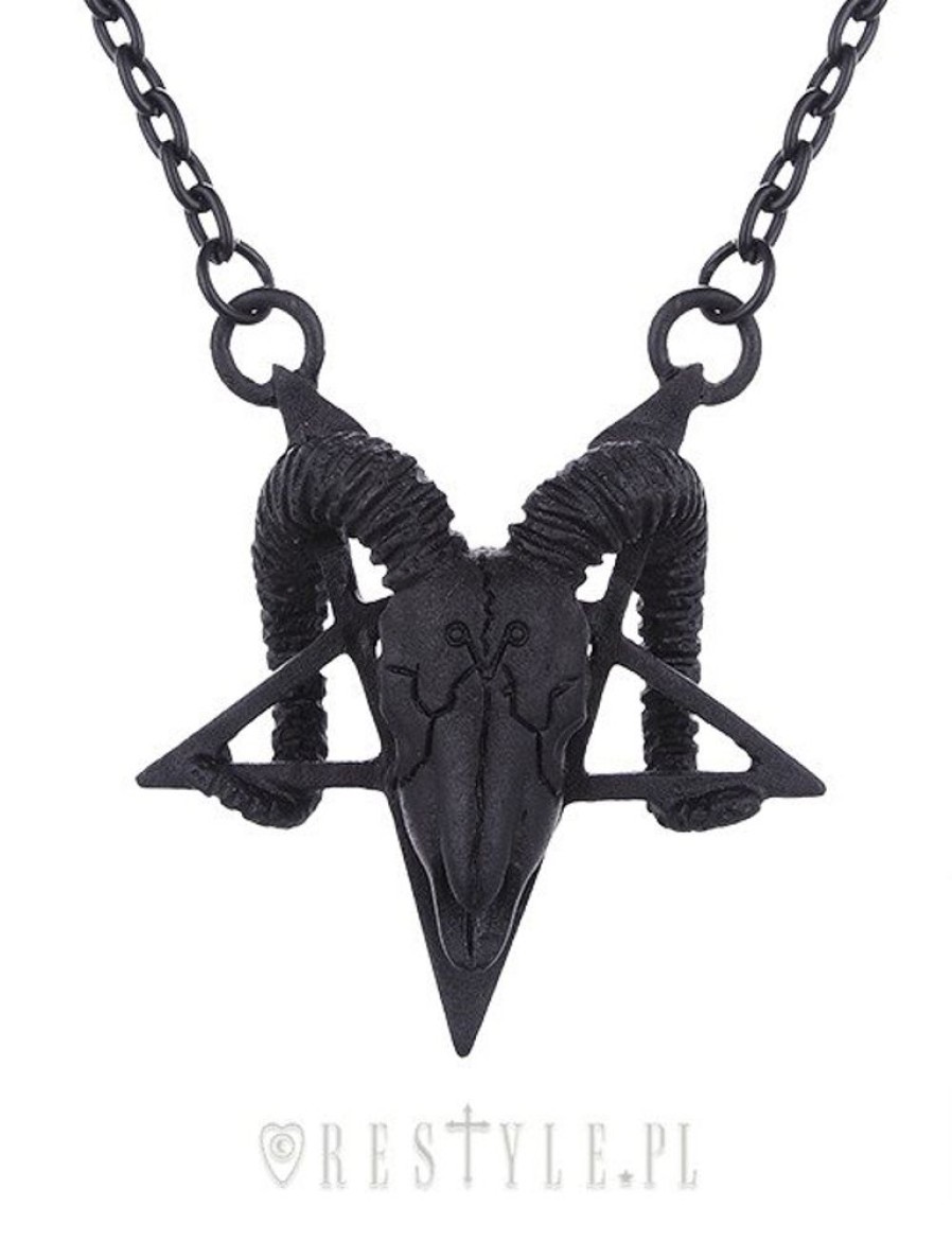 Jewellery Restyle | Black Necklace With Ram Skull And Pentagram, Occult Jewellery "Ram Skull Black Necklace"