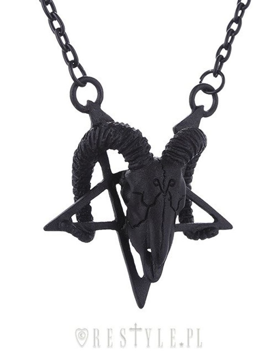 Jewellery Restyle | Black Necklace With Ram Skull And Pentagram, Occult Jewellery "Ram Skull Black Necklace"