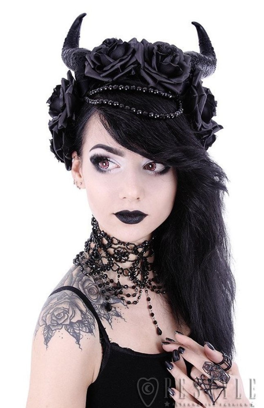 Accessories Restyle | Gothic Headpiece, Black Headband, Satan Horns Evil Queen