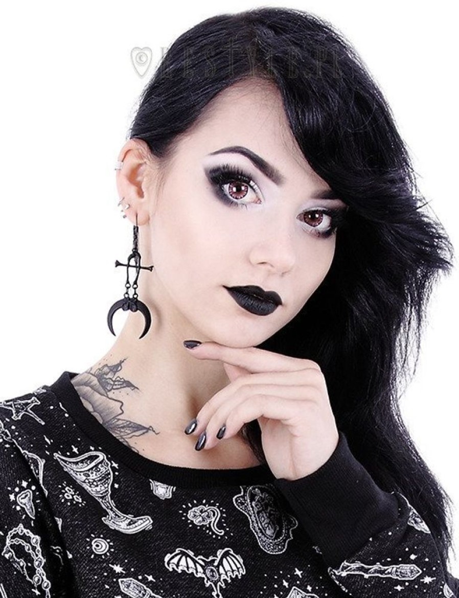 Jewellery Restyle | Black Occult Earrings Tibia Bones, Moon, Occult Jewellery "Claws & Bones Black Earrings"