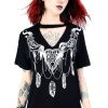 Clothes Restyle | Black T-Shirt With Choker Haunted Top