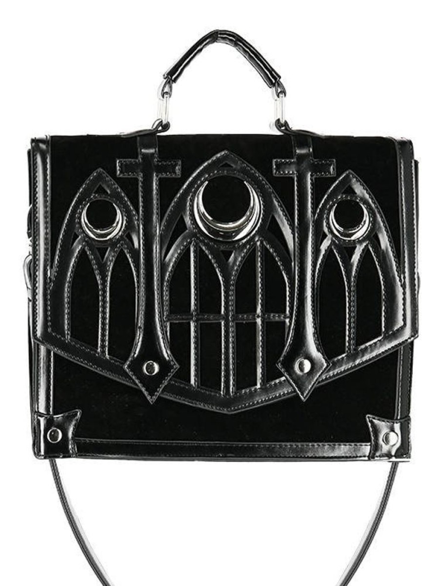 Handbags Restyle | Cathedral Suitcase Black Gothic Bag With Crescents