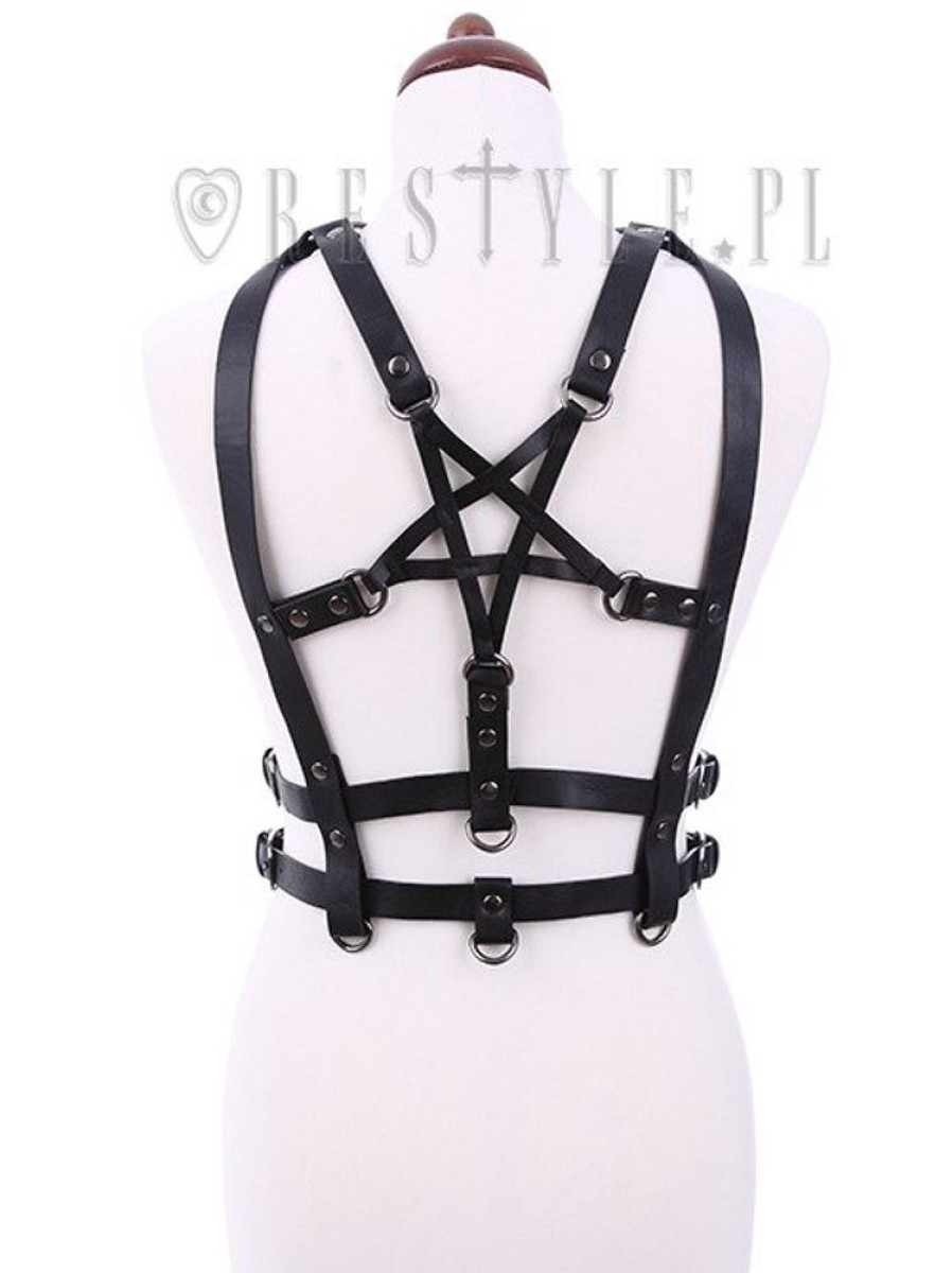 Accessories Restyle | Gothic Waist Belt, Double Straps, "Pentagram Harness Belt"