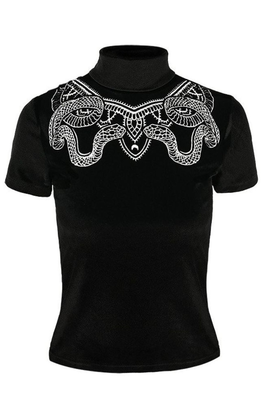 Clothes Restyle | Black Velvet Top With Snake Embroidery