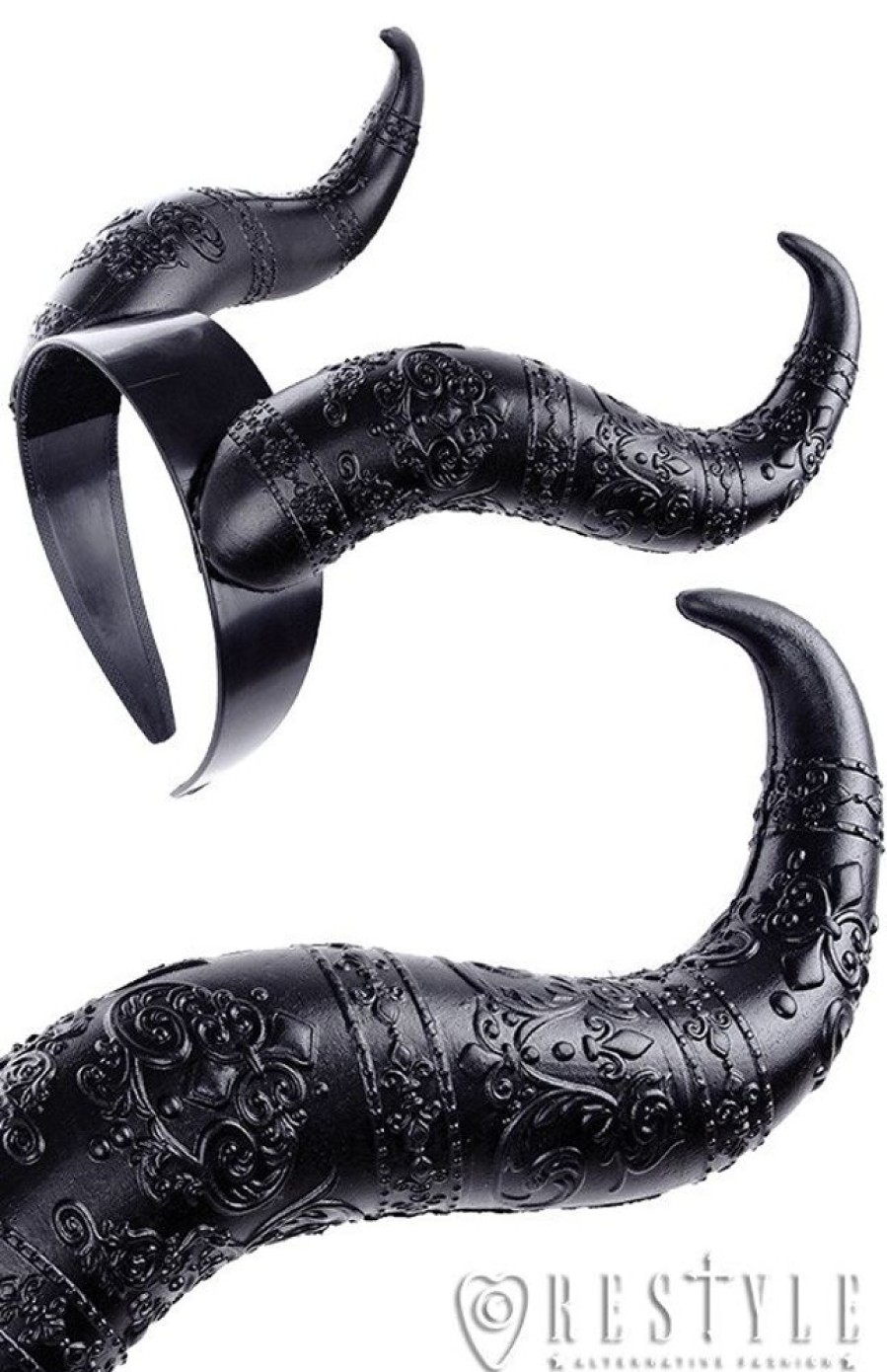 Accessories Restyle | Gothic Headpiece, Black Headband, Satan Horns Evil Horns