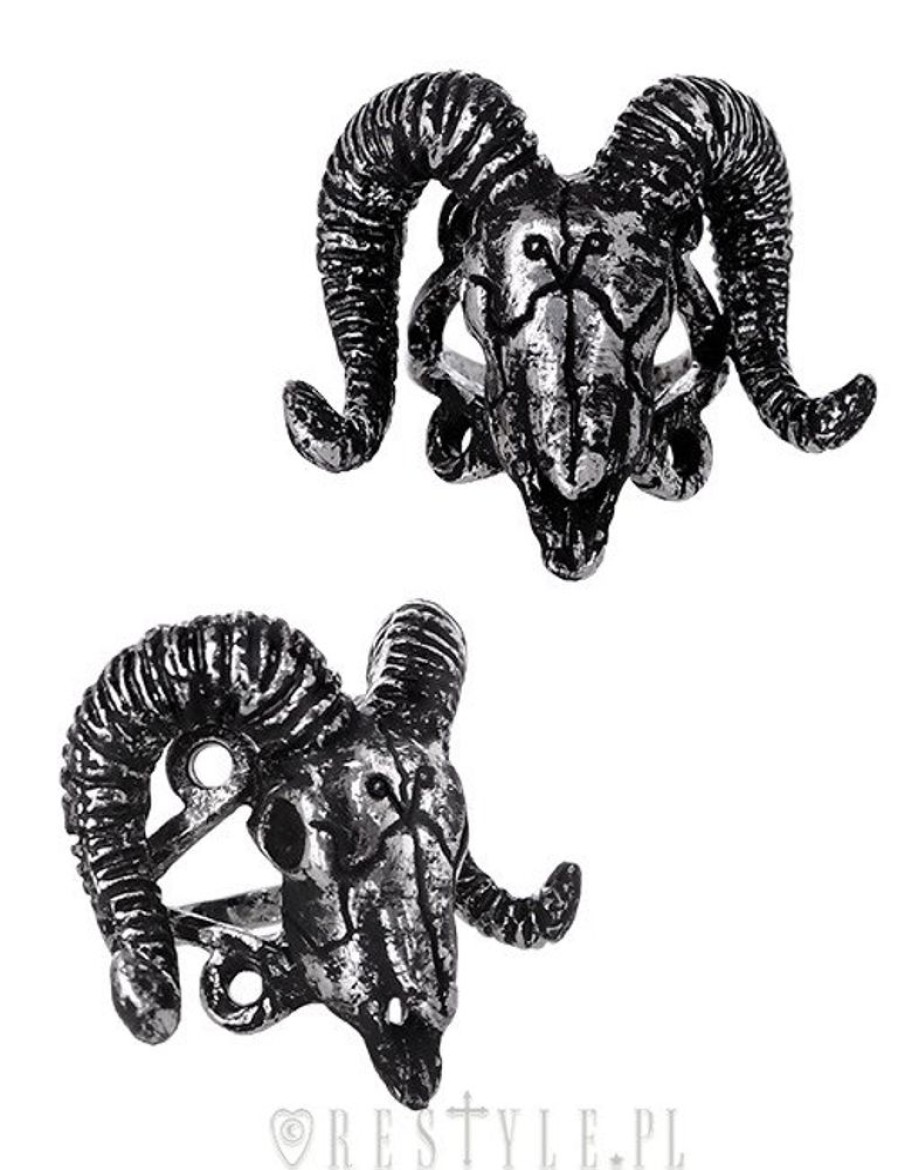 Jewellery Restyle | Antique Silver Ring, Arsenic, Horns, Animal Skull, Gothic Ring "Ram Skull Silver"