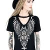 Clothes Restyle | Black Gothic T-Shirt With Choker Ancient Scarab