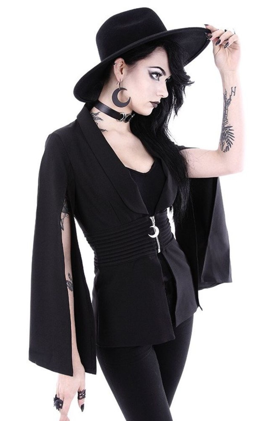 Clothes Restyle | Gothic Jacket With Cape Sleeves And Moon Zipper "Goddess Jacket"