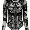 Clothes Restyle | Moth Contour Mesh Flocked Bodysuit