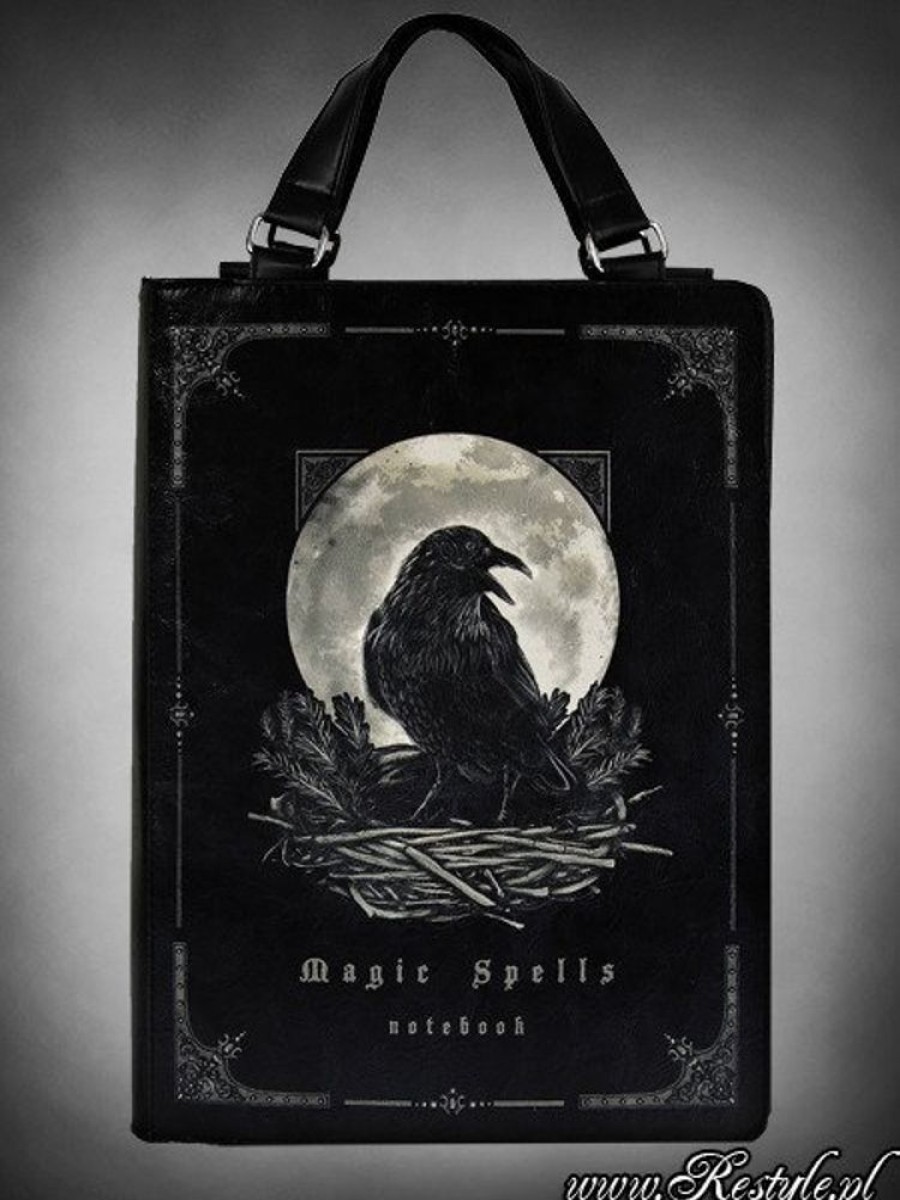 Handbags Restyle | Black Book Bag Gothic Handbag, Raven Moon "Magic Spells"