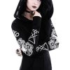 Clothes Restyle | Gothic Blouse With Oversized Hood, Ram Skull And Pentagram "Ritual Hoodie"