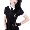 Clothes Restyle | White Collar With Embroidery, Gothic Blouse "Moon Child Shirt"