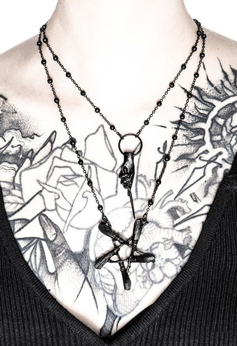 Jewellery Restyle | Gothic Black Magic Wand Pendant Hand Of The Witch