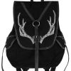 Backpacks Restyle | Black Antlers Backpack Pagan Witch Bag With Pockets