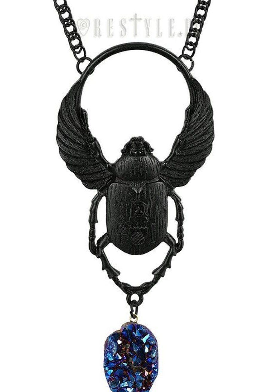 Jewellery Restyle | Black Pendant With Crystal "Scarab Necklace"