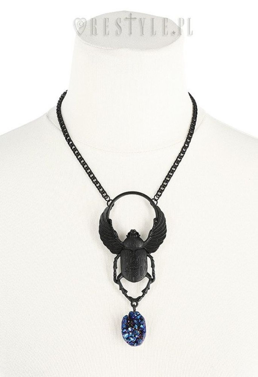 Jewellery Restyle | Black Pendant With Crystal "Scarab Necklace"