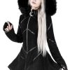 Clothes Restyle | Geometric Hooded Gothic Coat With Faux Fur