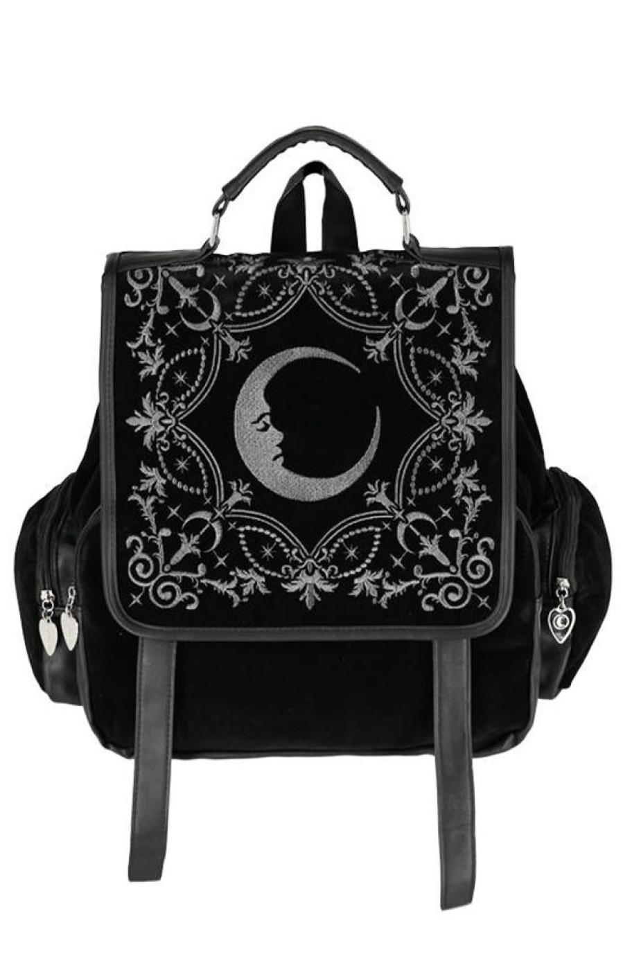 Backpacks Restyle | Crescent Square Backpack Velvet Embroidered