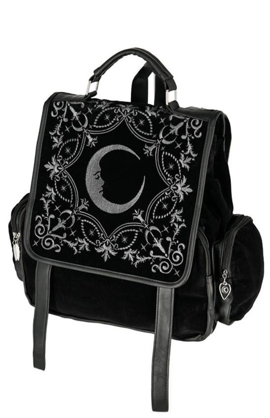 Backpacks Restyle | Crescent Square Backpack Velvet Embroidered