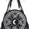 Handbags Restyle | Henna White Round Bag Moon Embroidery Handbag, Witchy Purse With Moon & Tessels