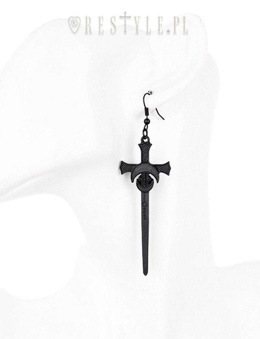 Jewellery Restyle | Gothic Moon Earrinngs, Occult Jewellery "Black Swords Earrings"