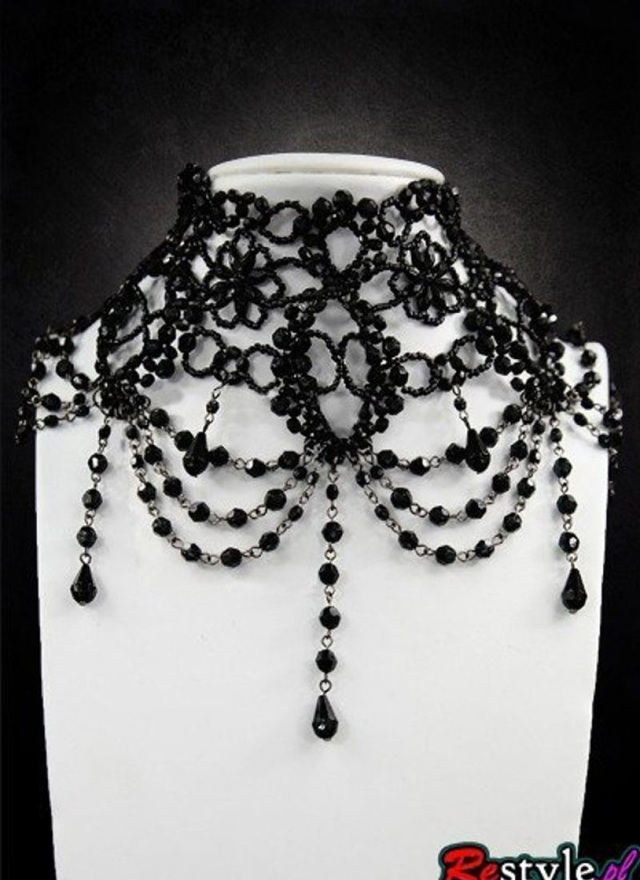 Jewellery Restyle | Big Black Victorian Beaded Choker "Burlesque"