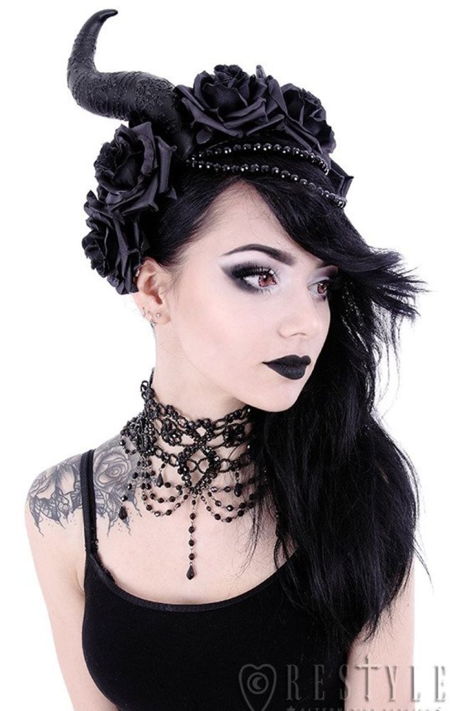 Jewellery Restyle | Big Black Victorian Beaded Choker "Burlesque"